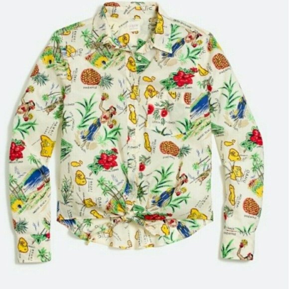 J. Crew Hawaiian Tie Front Shirt Size XS - Picture 1 of 11